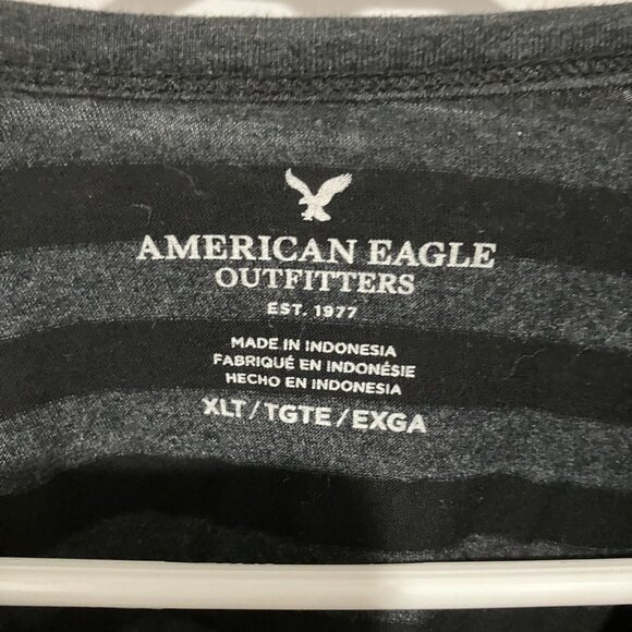 American Eagle Outfitters Men's Y2K Striped Long Sleeved T-Shirt, Black/Gray, XL - Picture 3 of 3